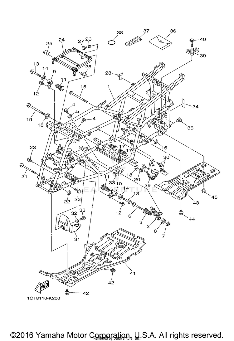 Frame GRIZZLY 450 4WD - YFM45FGBGR - 2012 Schematic