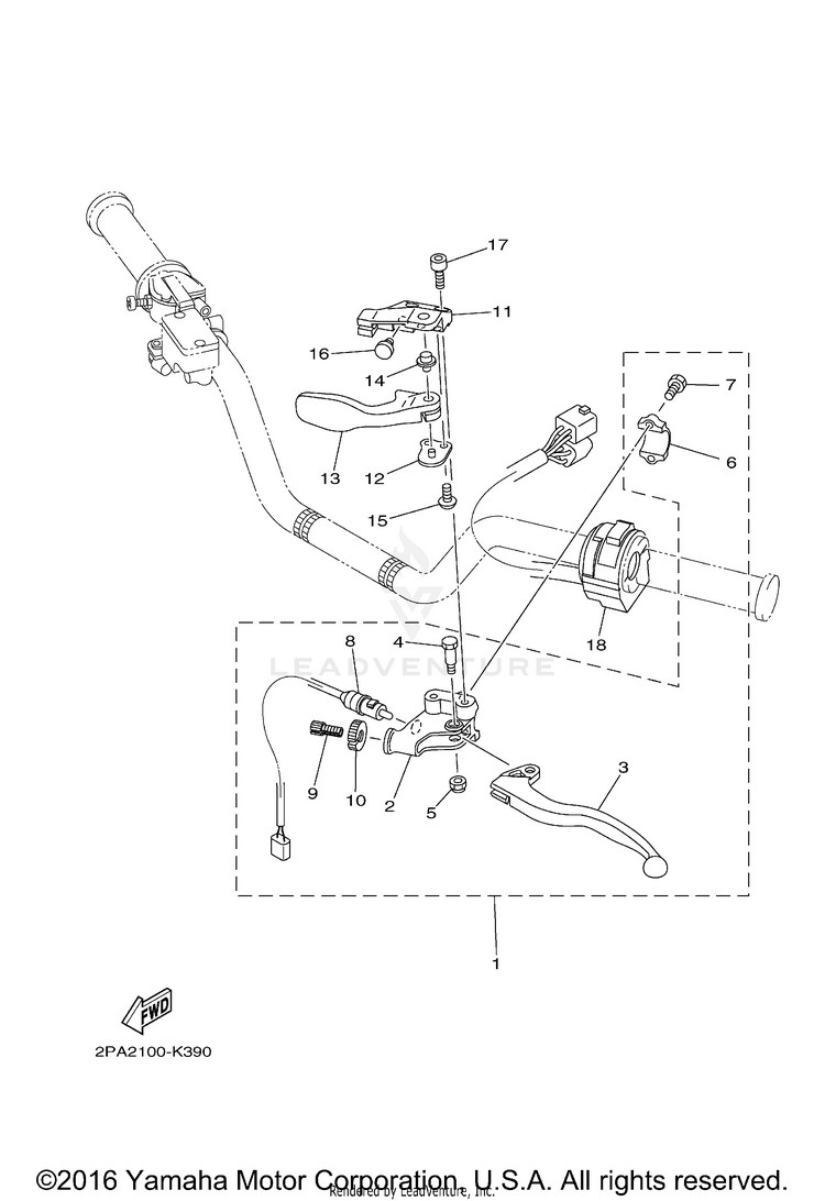 Handle Switch Lever RAPTOR 125 - YFM125RBL - 2012 Schematic