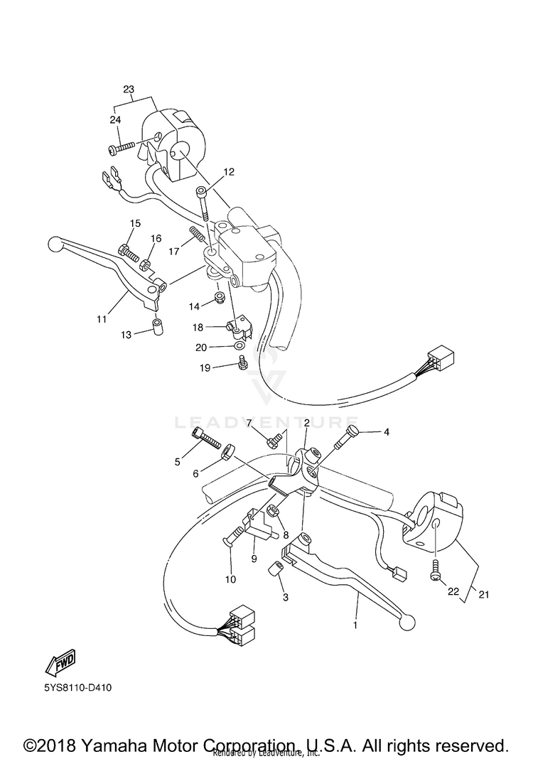 Handle Switch Lever V STAR 1100 SILVERADO - XVS11ATXCB - 2008 Schematic