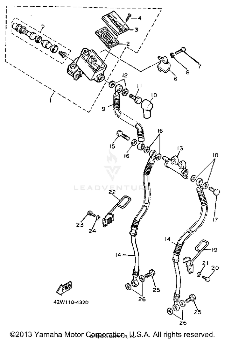 Front Master Cylinder VIRAGO 700 - XV700SSC - 1986 Schematic