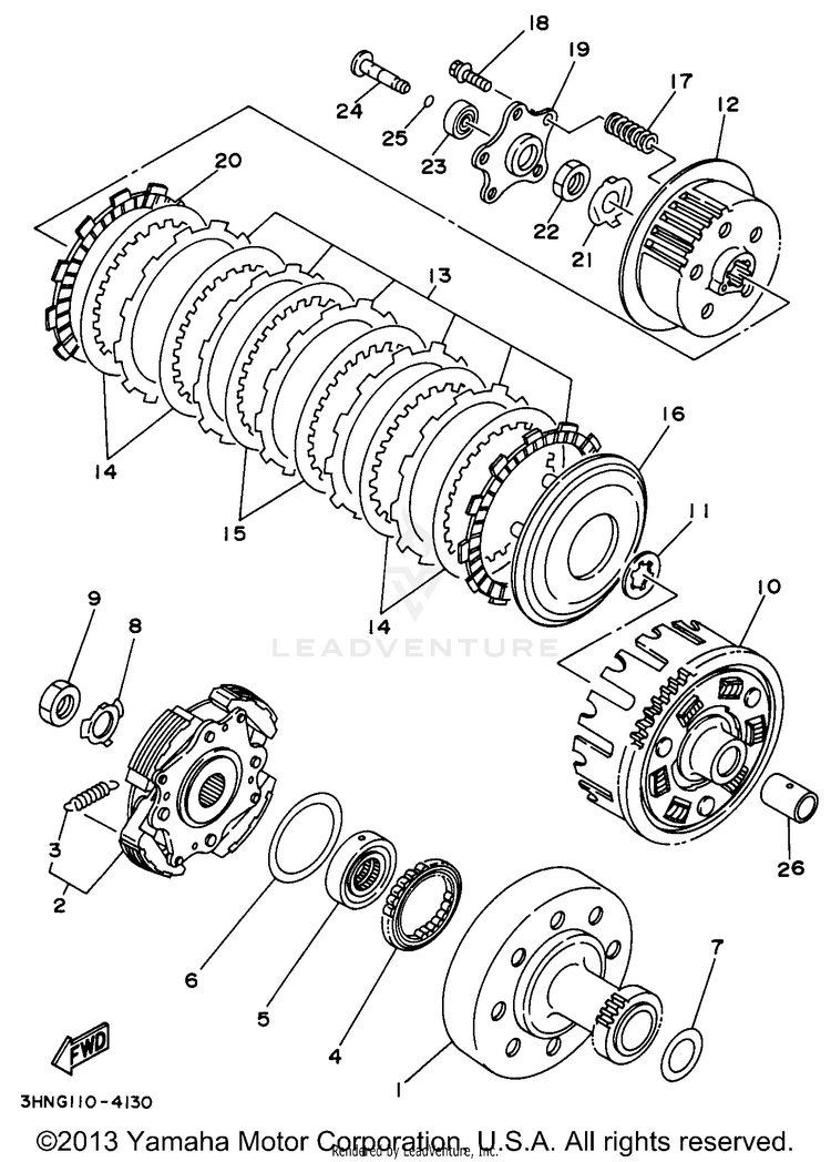 Clutch BIG BEAR 2WD - YFM350UH - 1996 Schematic