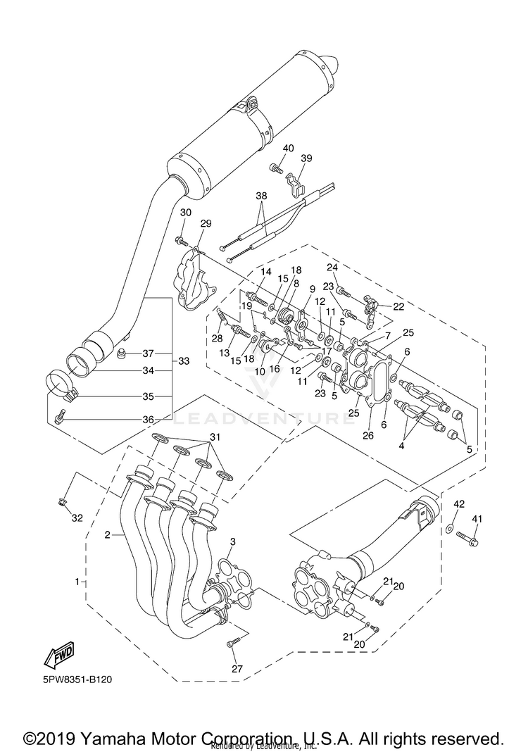 Exhaust R1 - YZFR1RC - 2003 Schematic