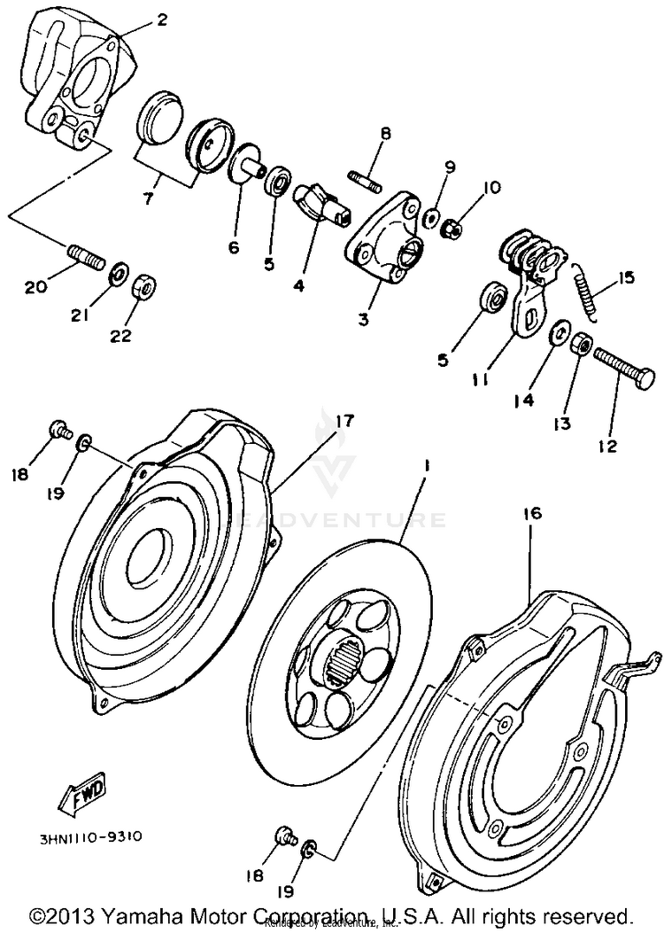 Rear Brake Caliper BIG BEAR 4WD - YFM350FWD - 1992 Schematic