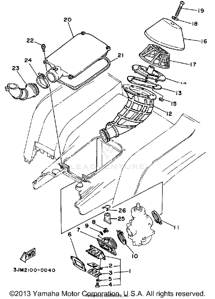 Air Filter BLASTER - YFS200B - 1991 Schematic