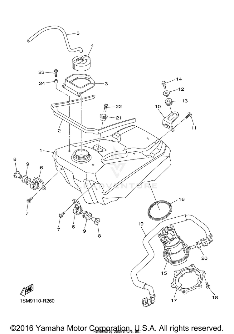 Fuel Tank YZ250F - YZ250FG - 2016 Schematic