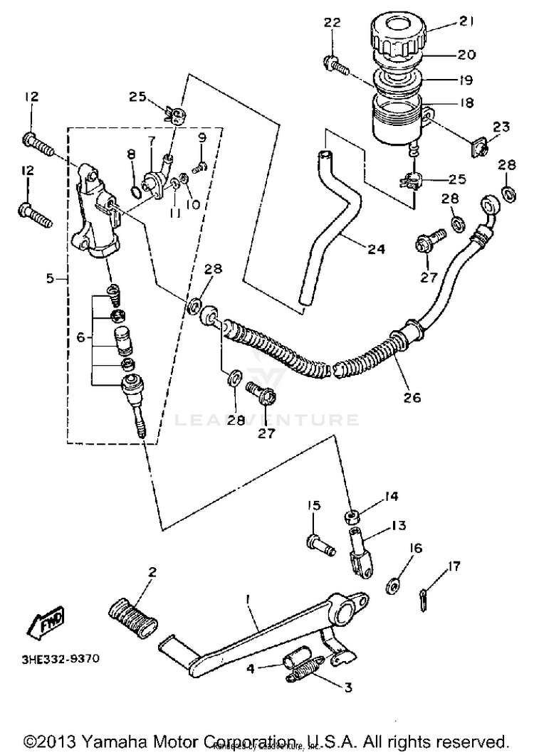 Rear Master Cylinder FZR600AC - 1990 Schematic