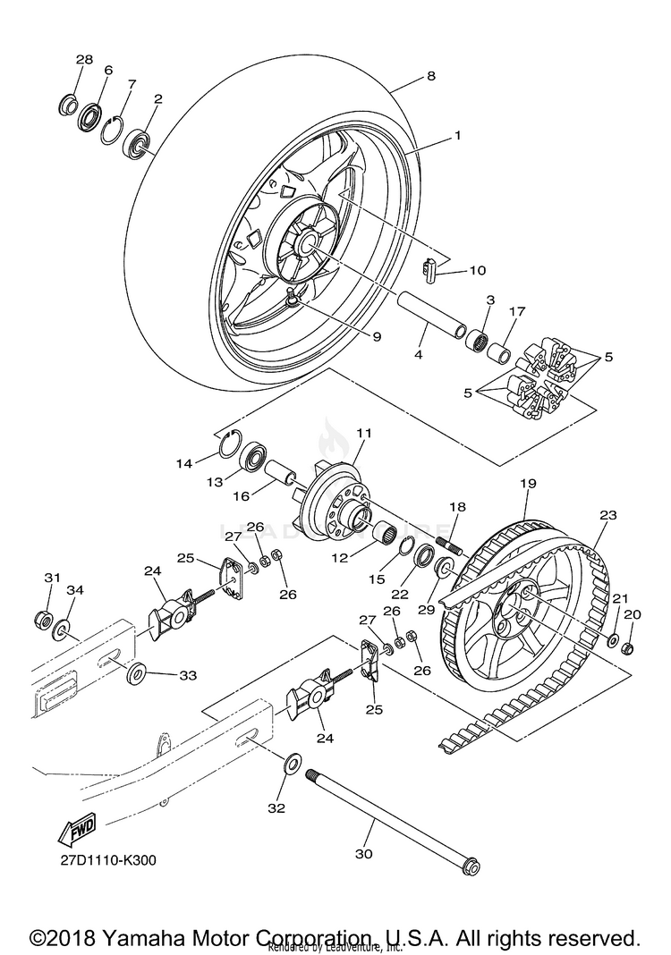 Rear Wheel STRYKER - XVS13CBCO - 2012 Schematic