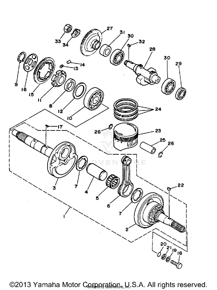 Crankshaft-Piston BIG BEAR - YFM350FWB_MNH - 1991 Schematic