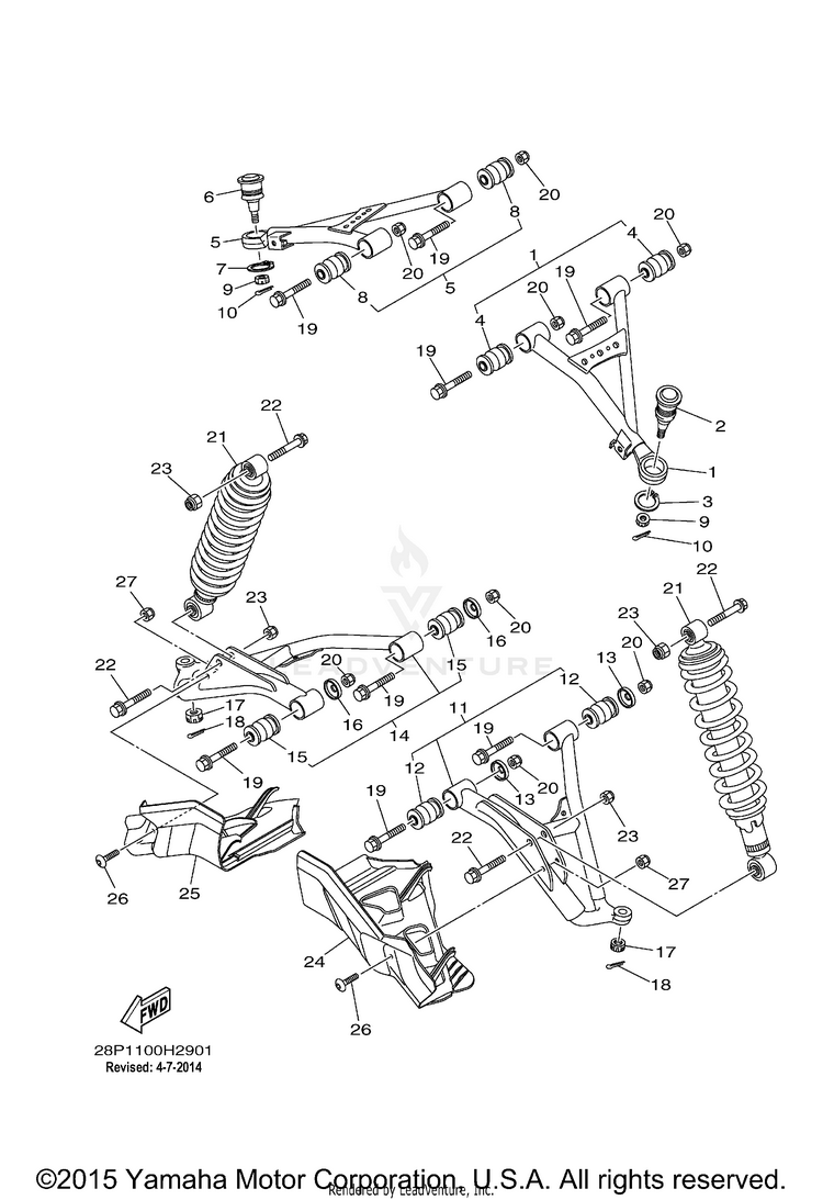 Front Suspension Wheel GRIZZLY 700 EPS 4WD - YFM7FGPA - 2011 Schematic
