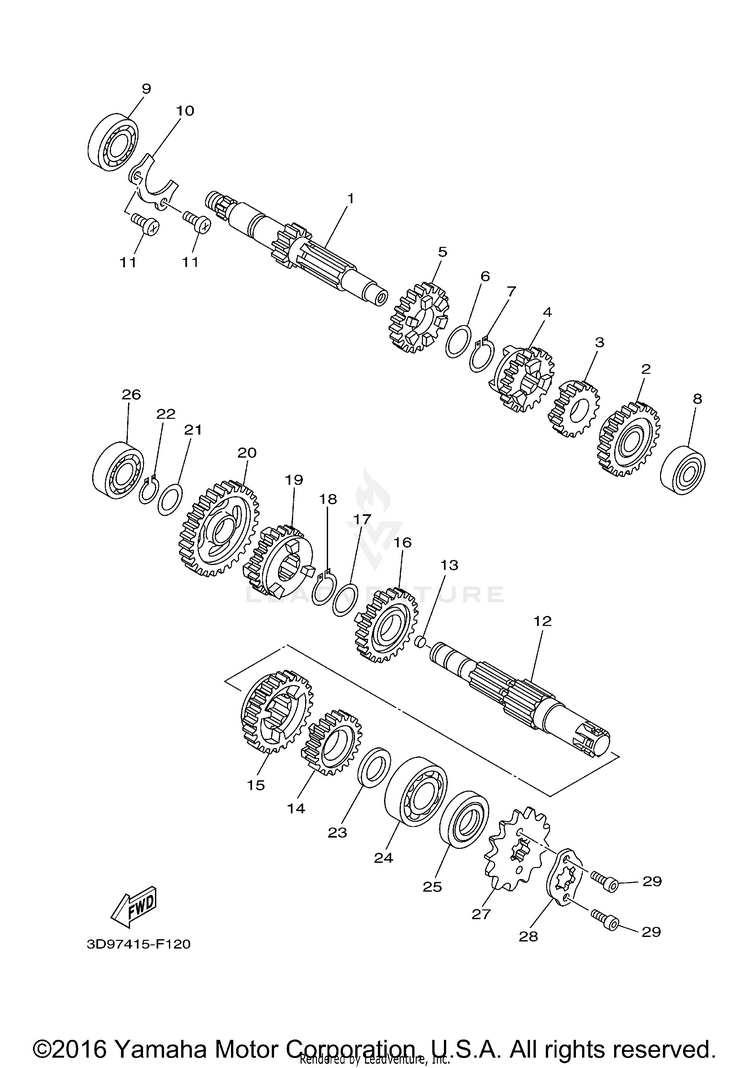 Transmission RAPTOR 125 - YFM125RBL - 2012 Schematic
