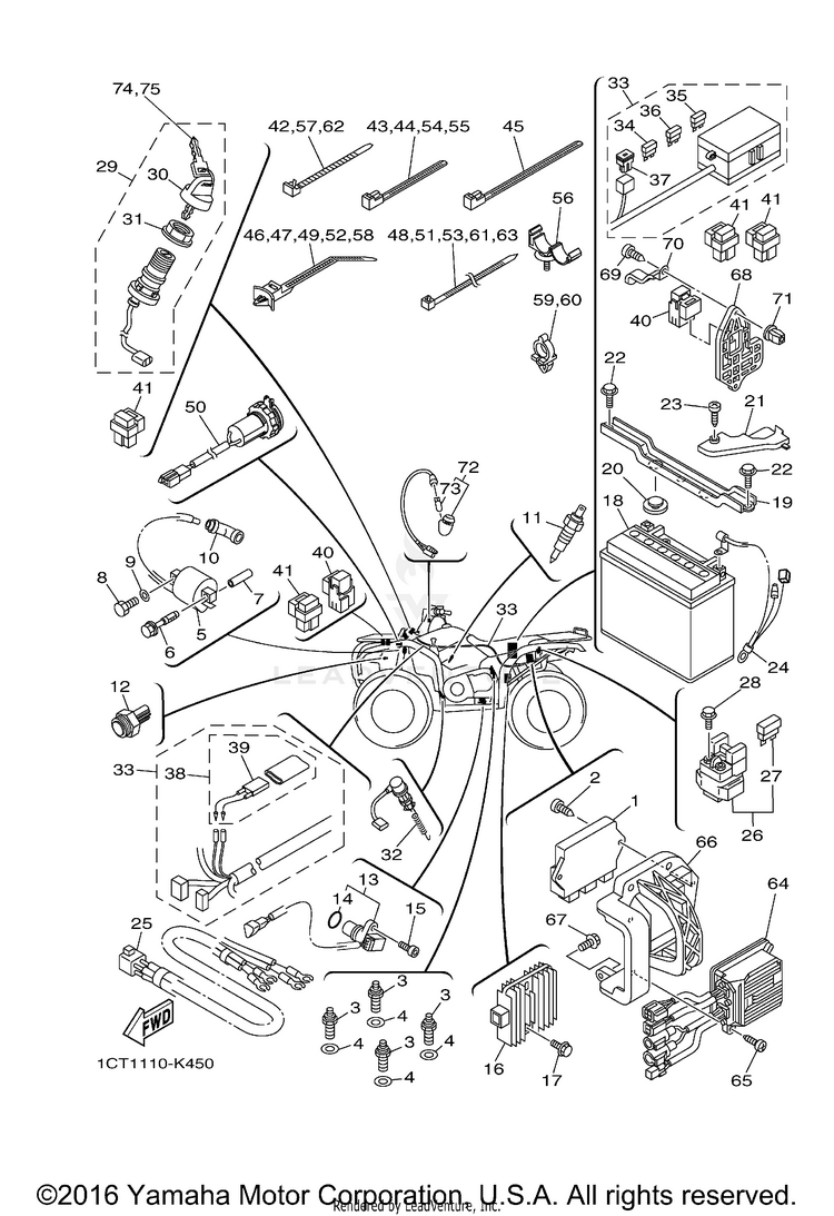 Electrical 1 GRIZZLY 450 EPS 4WD HUNTER - YFM45FGPHA - 2011 Schematic