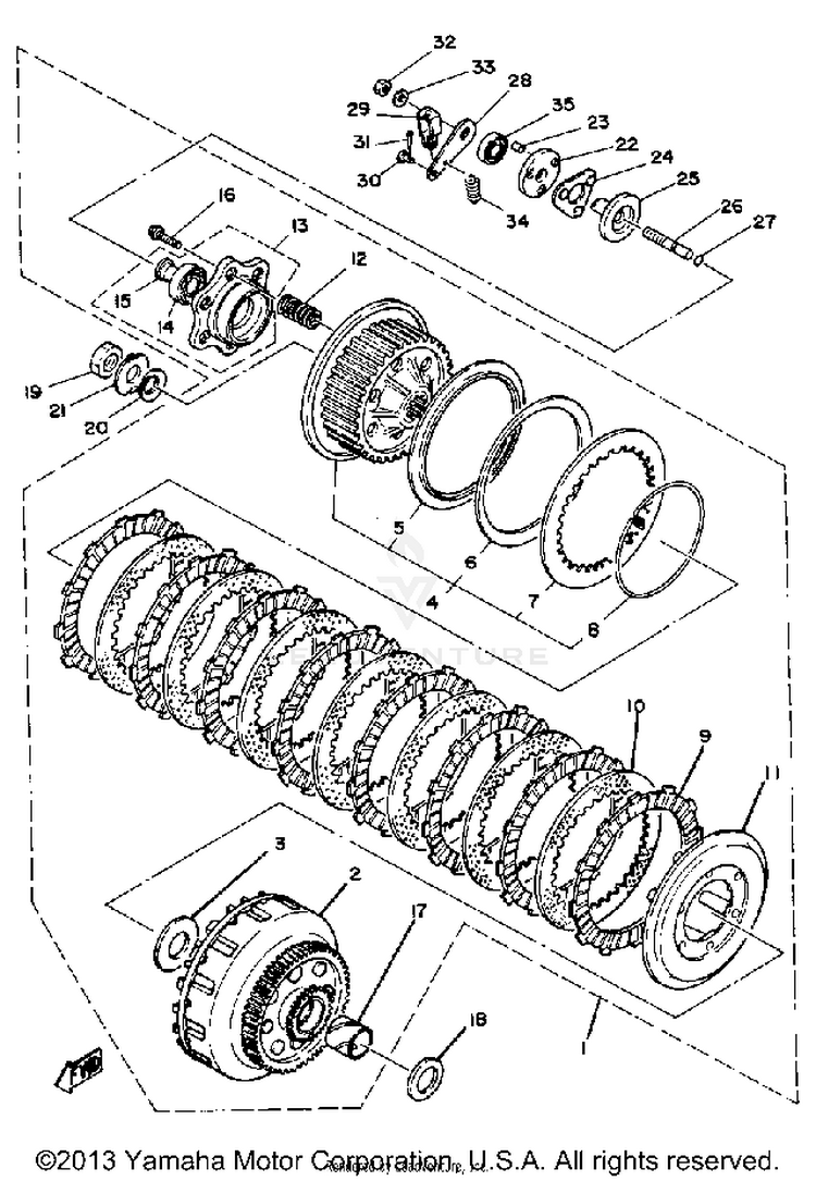 Clutch XS1100G - 1980 Schematic