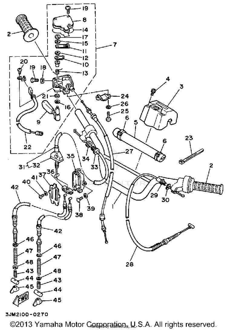 Handlebar Cable BLASTER - YFS200B - 1991 Schematic