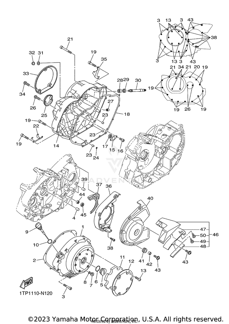 Crankcase Cover 1 BOLT R SPEC CA - XVS95CFCB - 2015 Schematic