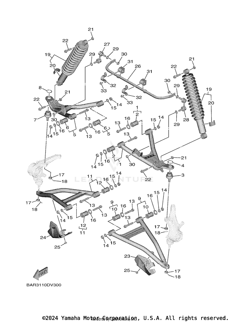 Front Suspension Wheel WOLVERINE X4 - YXF85WPALW - 2020 Schematic