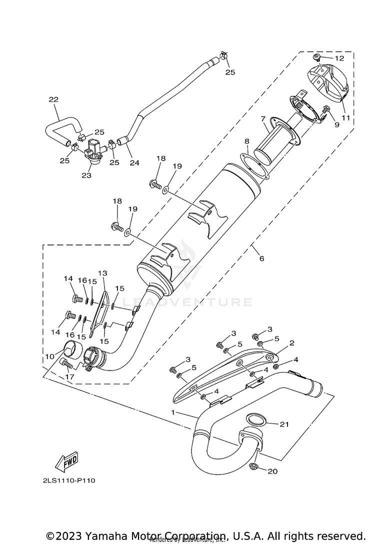 Exhaust RAPTOR 700R SE CAL - YFM70RCCRB - 2024 Schematic