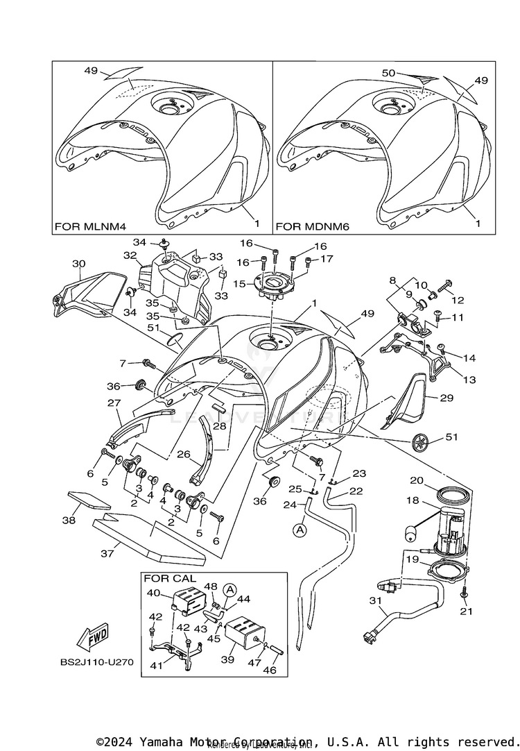 Fuel Tank MT09 CA - MT09KCB - 2019 Schematic