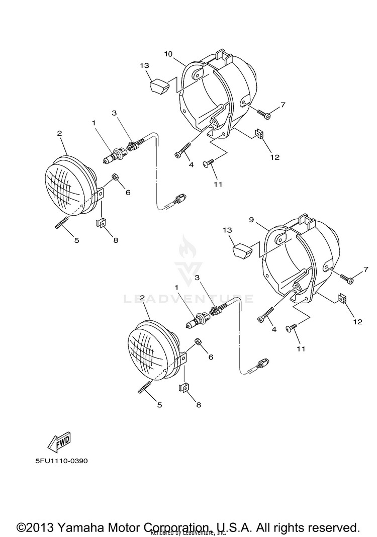 Headlight BIG BEAR 4WD - YFM400FWR - 2003 Schematic
