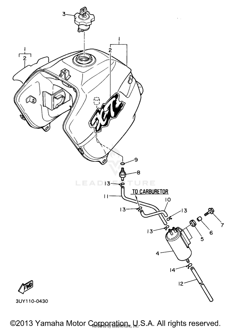 Fuel Tank California Model Only Schematic