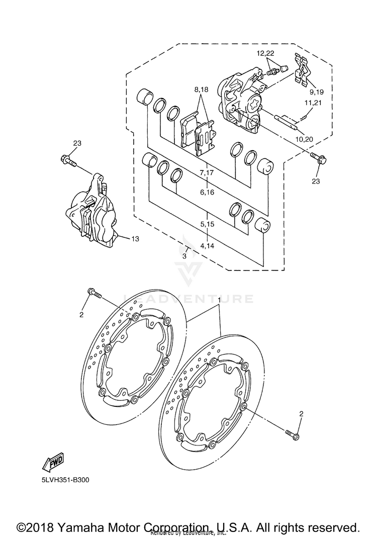 Front Brake Caliper FZ1 - FZS1TC - 2005 Schematic