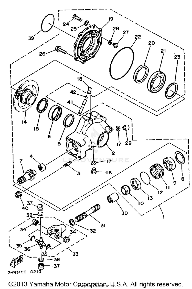 Drive Shaft BIG BEAR 4WD - YFM350FWD - 1992 Schematic