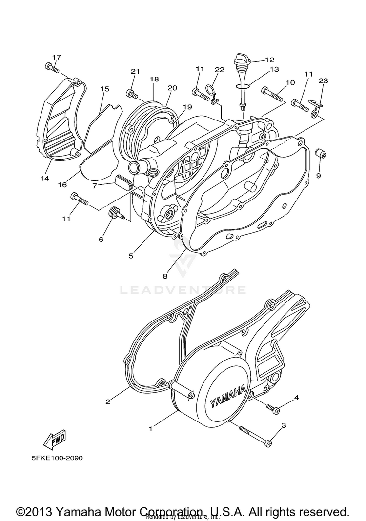 Crankcase Cover 1 BANSHEE - YFZ350R - 2003 Schematic