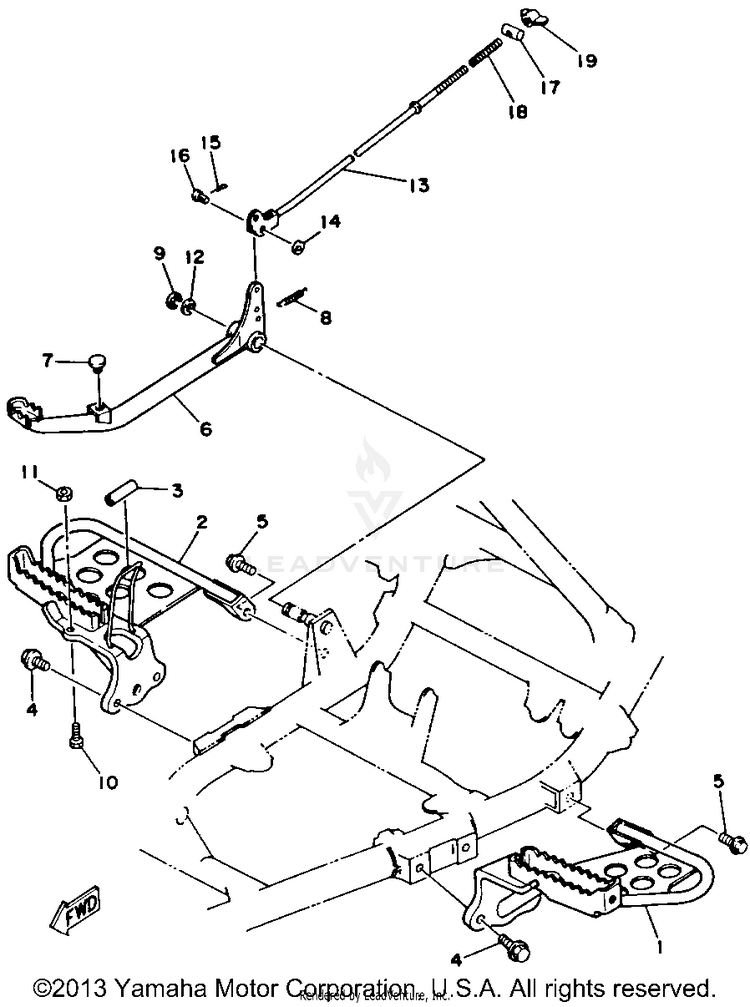 Stand - Footrest BIG BEAR 4WD - YFM350FWD - 1992 Schematic