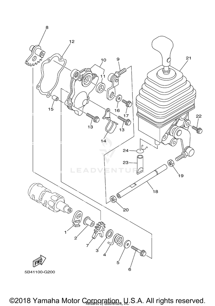 Shift Shaft RHINO 700 HUNTER EDI - YXR7FHB - 2012 Schematic