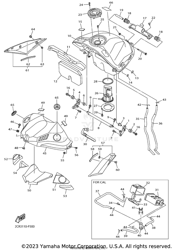 Fuel Tank YZFR1 - YZFR1FCB - 2015 Schematic