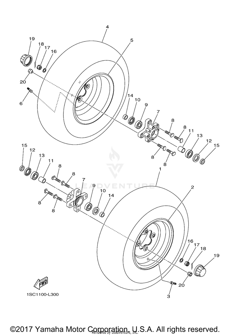 Front Wheel GRIZZLY 300 - YFM30GBGR - 2012 Schematic