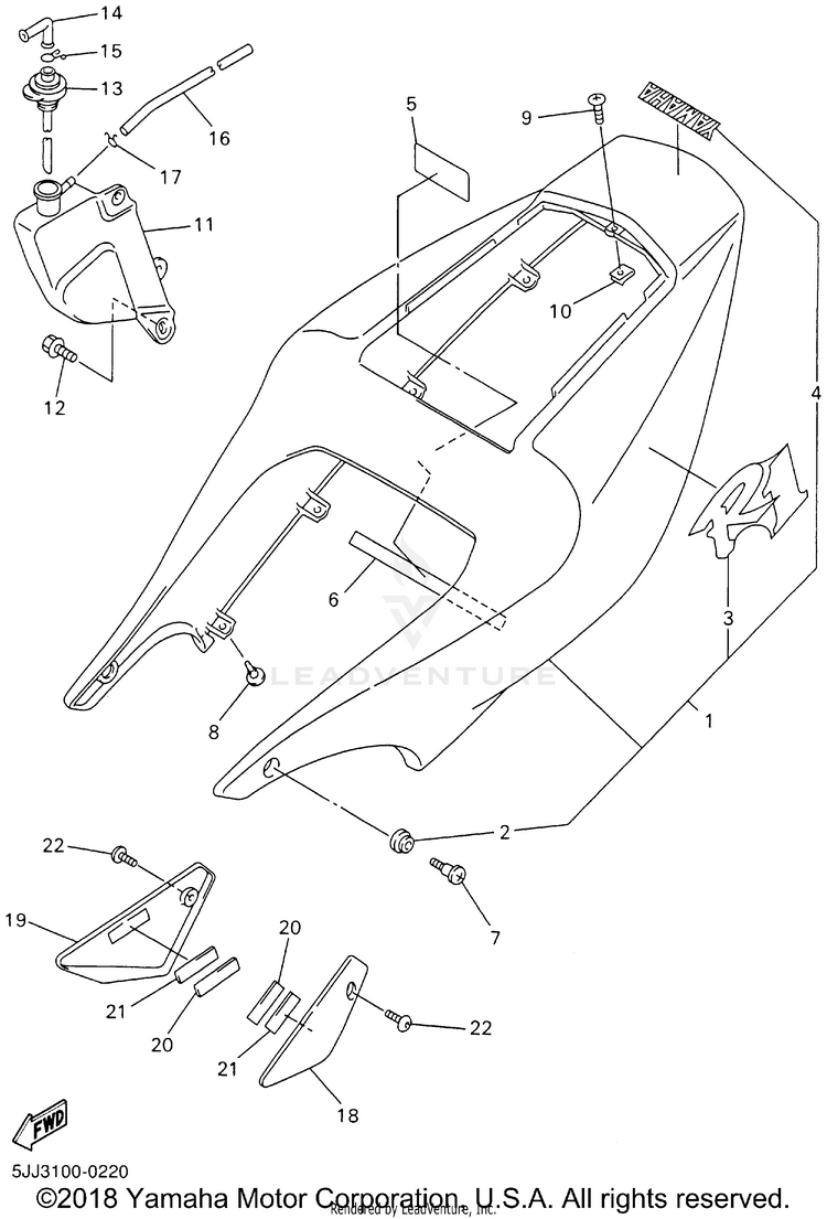 Side Cover YZFR1 - YZFR1SNC - 2001 Schematic