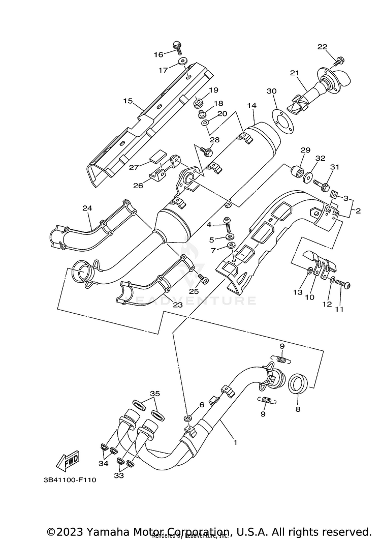 Exhaust GRIZZLY 700 - YFM7FGPW - 2007 Schematic