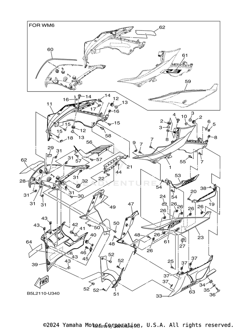 Cowling 1 YZFR3 ABS - YZFR3AKB - 2019 Schematic