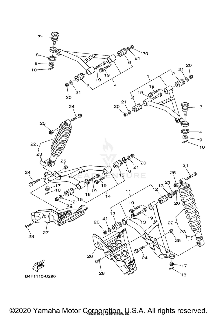 Front Suspension Wheel GRIZZLY EPS 4WD SE - YFM70GPSKB - 2019 Schematic