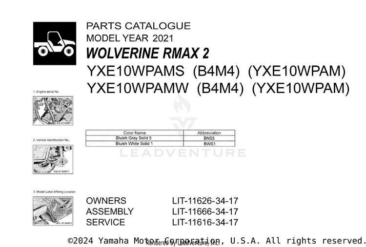 1 Title Page WOLVERINE RMAX 2 - YXE10WPAMS - 2021 Schematic