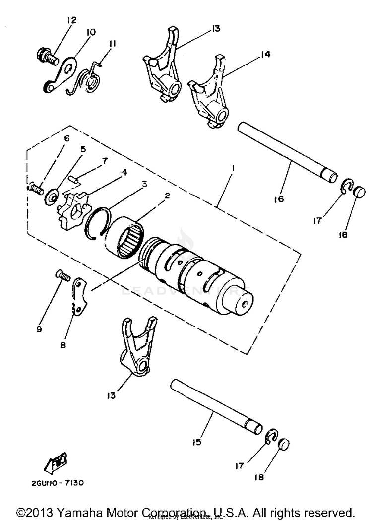 Shift Cam Shift Fork BANSHEE - YFZ350G_MN - 1995 Schematic