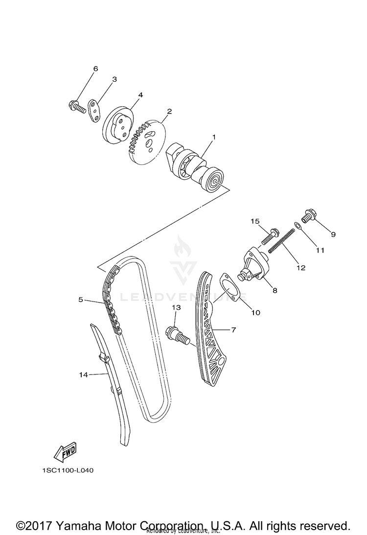 Camshaft Chain GRIZZLY 300 - YFM30GBGR - 2012 Schematic