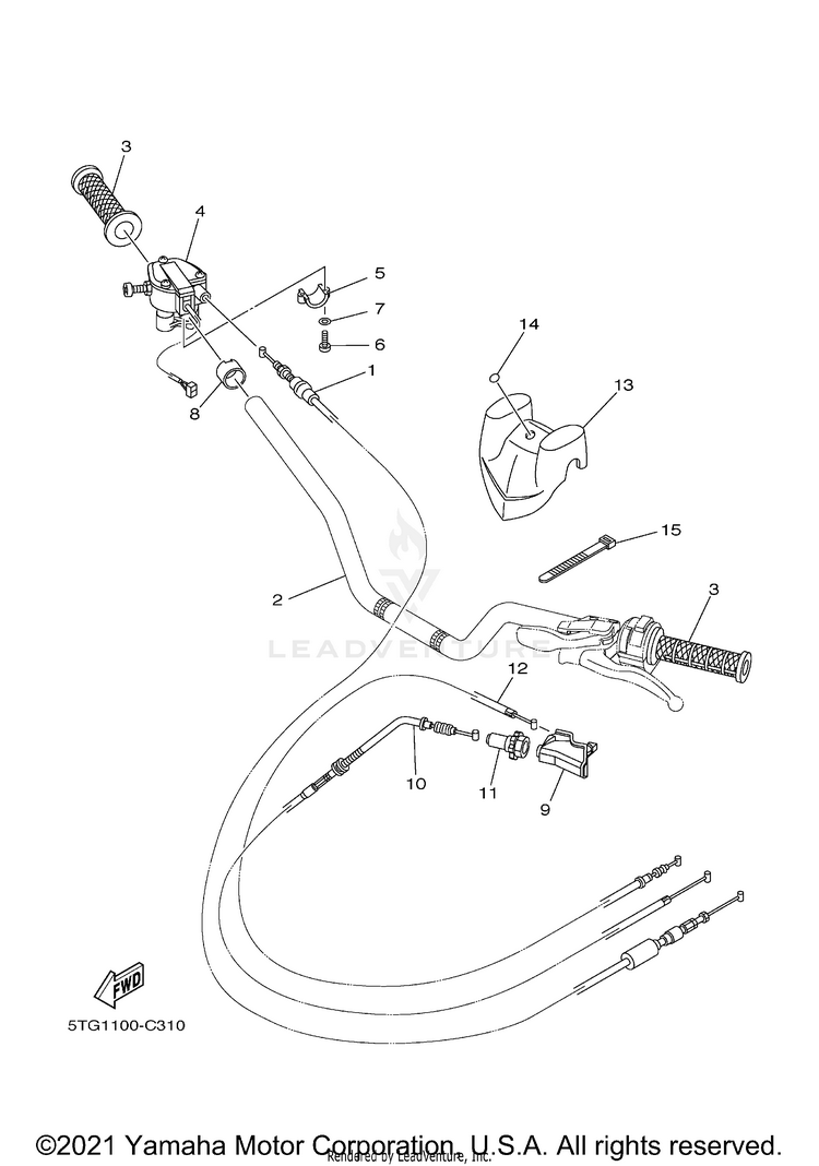 Steering Handle Cable YFZ450V_BILL BALLANC - YFZ450BBV - 2006 Schematic