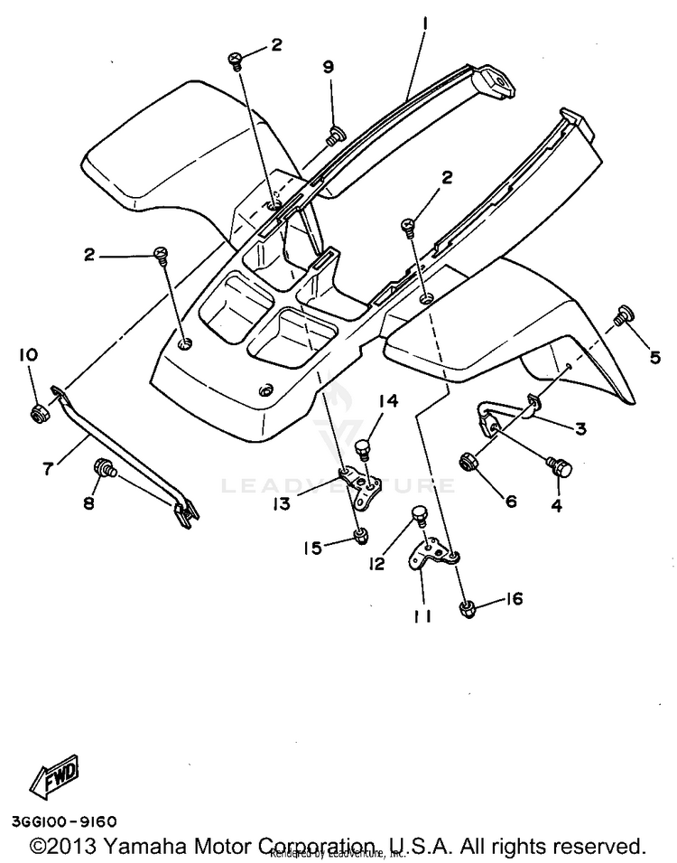 Front Fender BANSHEE - YFZ350G - 1995 Schematic