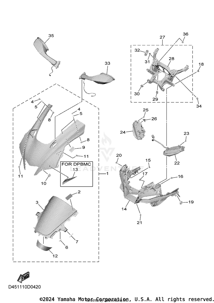 Cowling 1 YZFR1 - YZFR1S1CB - 2025 Schematic