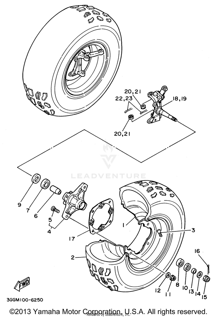 Front Wheel BANSHEE - YFZ350H - 1996 Schematic