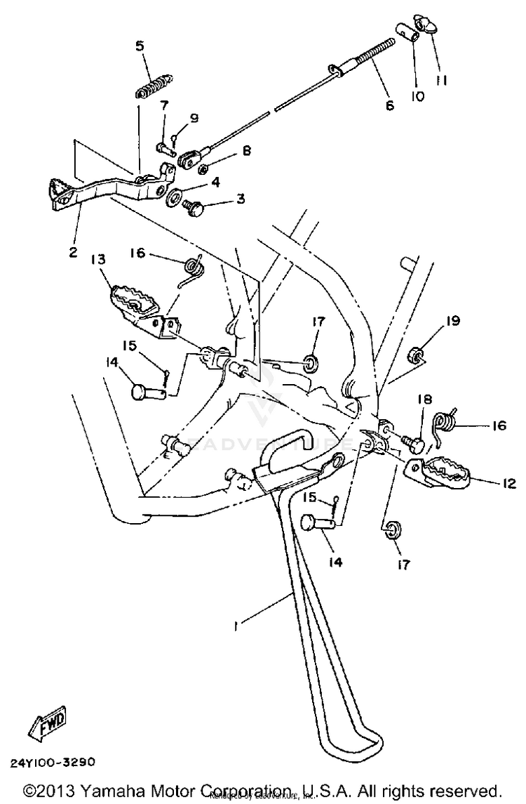 Stand Footrest Yz250k L Schematic