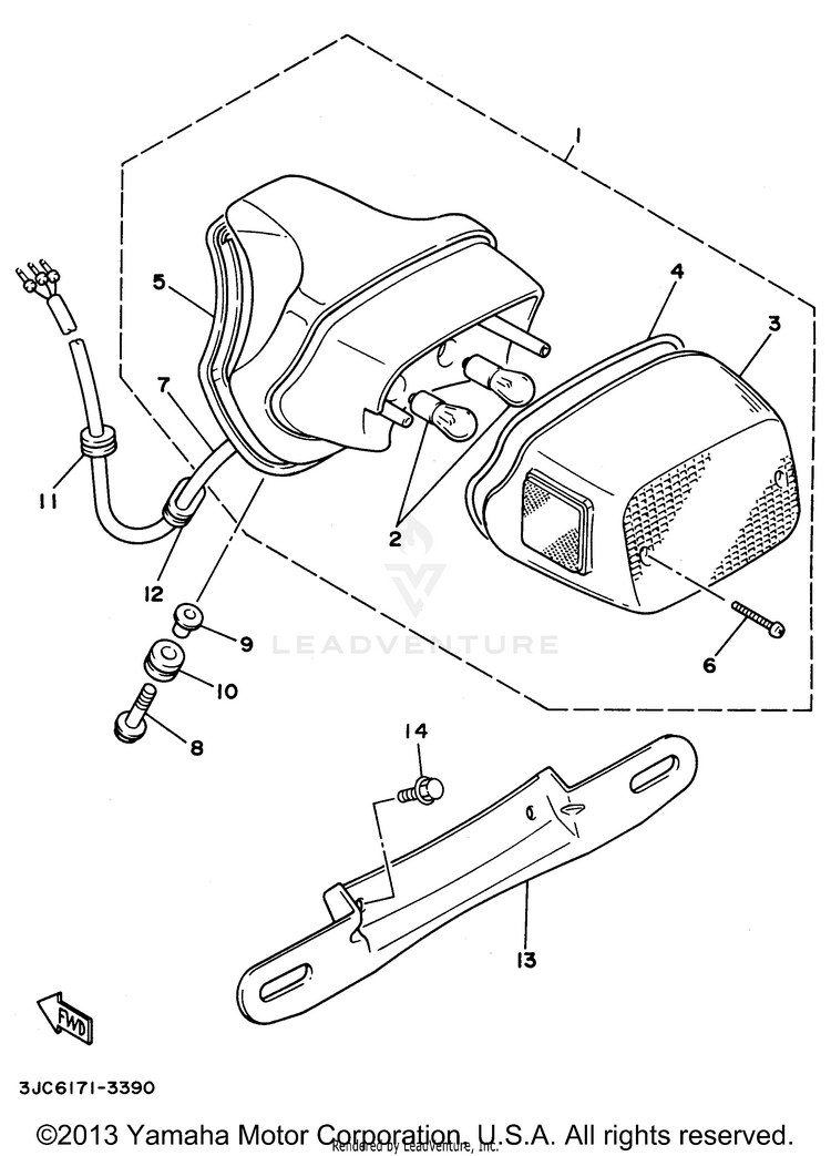 Taillight VIRAGO 535 - XV535HC - 1996 Schematic