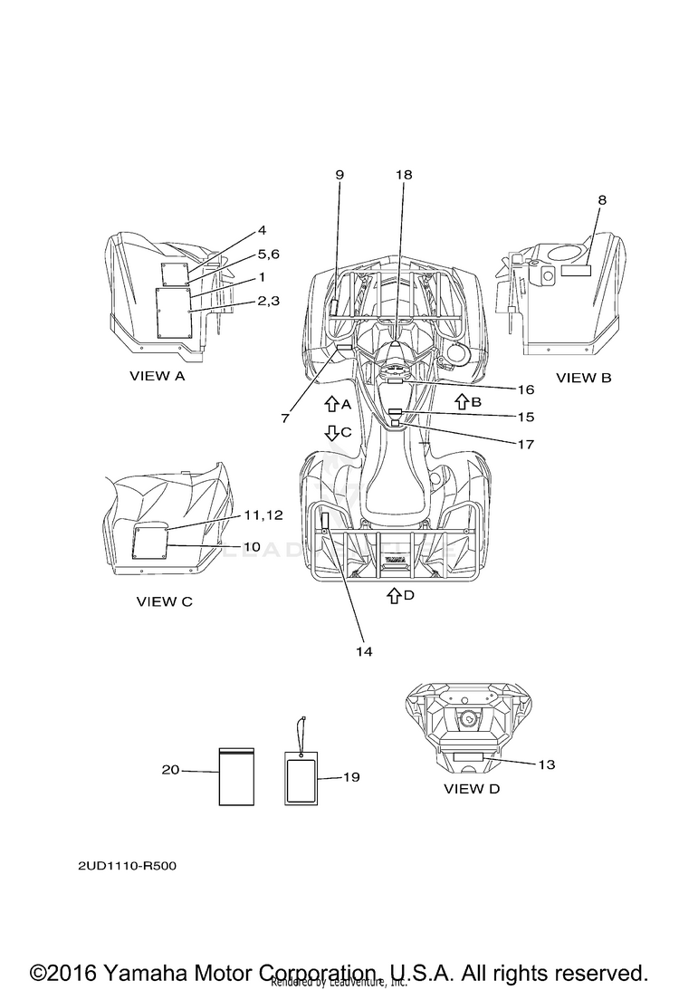 Emblem Label 1 GRIZZLY 4WD - YFM70GDXGG - 2016 Schematic