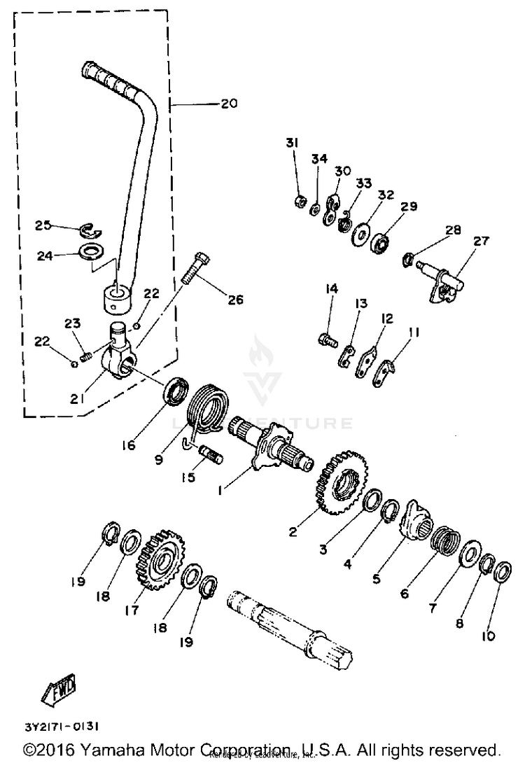 Kick Starter XT250 - XT250H_198 - 1981 Schematic
