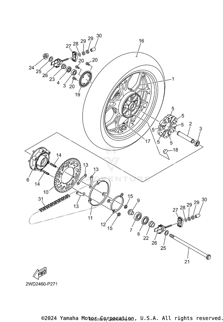Rear Wheel MT-03 - MT03RB - 2024 Schematic
