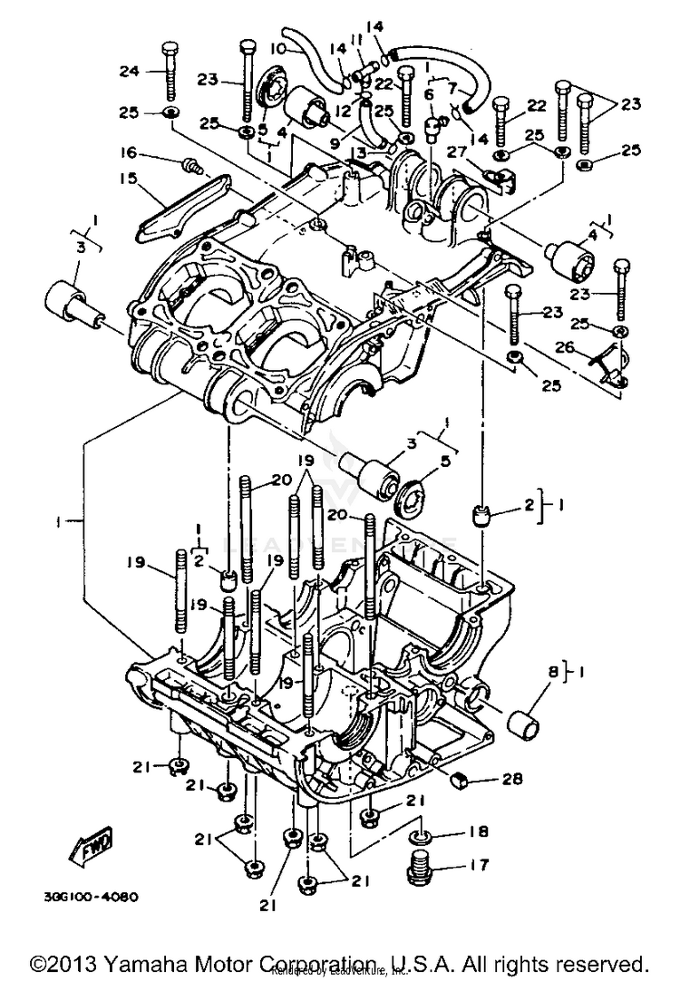Crankcase BANSHEE - YFZ350G_MN - 1995 Schematic