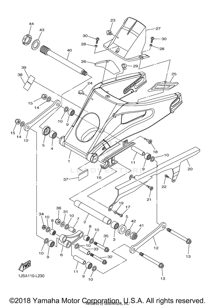 Rear Arm YZFR6 - YZFR6GCGY - 2016 Schematic