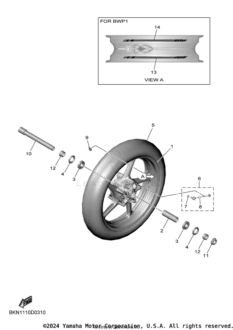 Front Wheel YZFR9 CAL - YZFR9SCB - 2025 Schematic