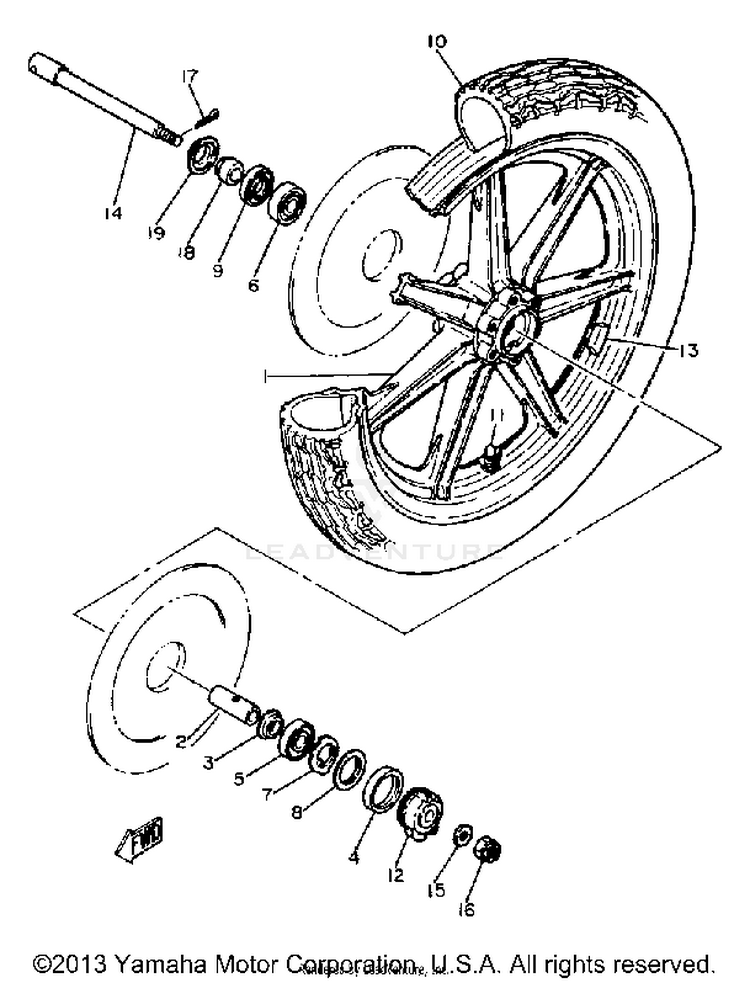 Front Wheel XS1100LG - 1980 Schematic
